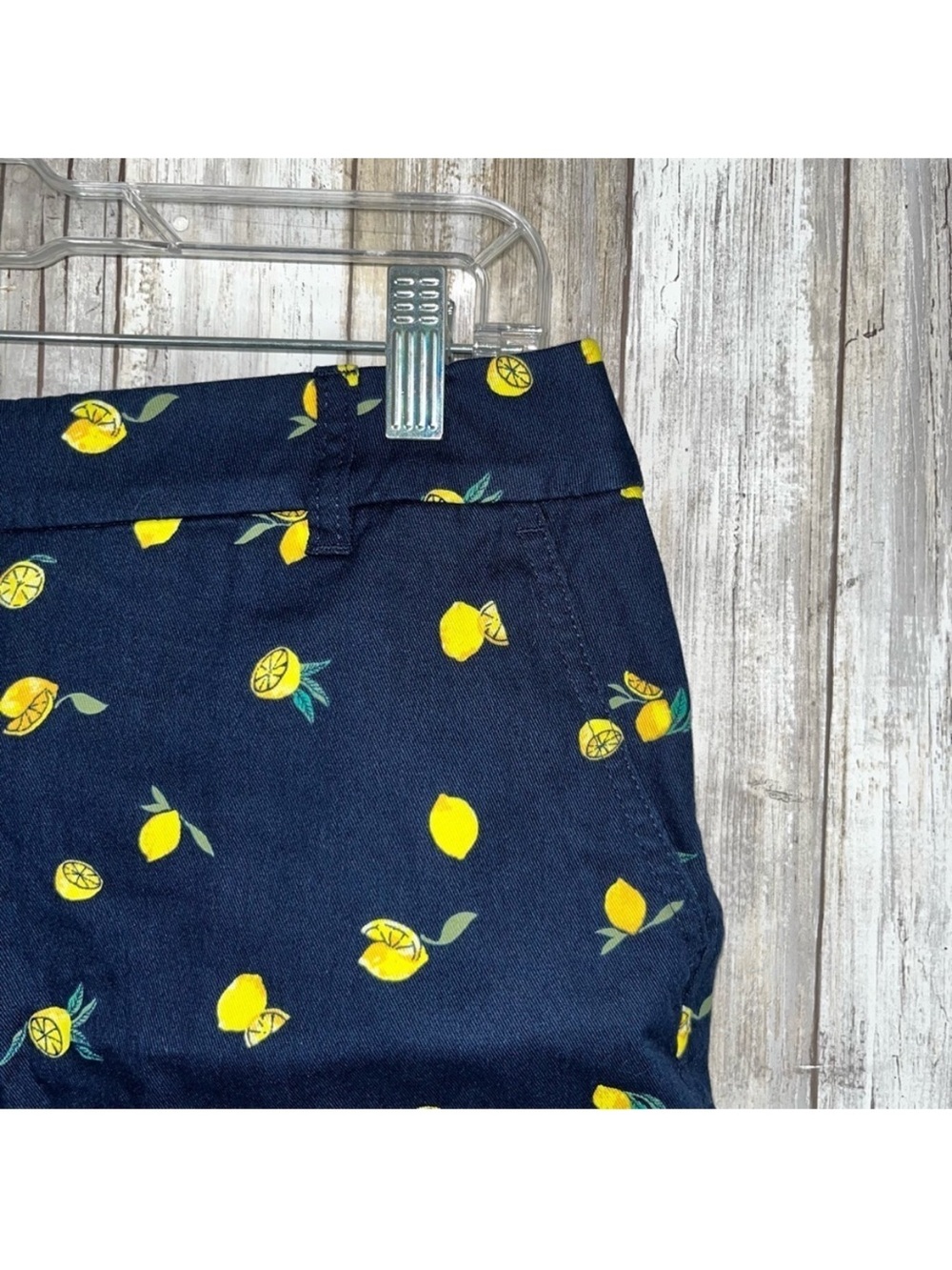 J.Crew Lemon Print Chino Shorts 5” Navy Yellow NWT Size 4 Cotton - Picture 4 of 6